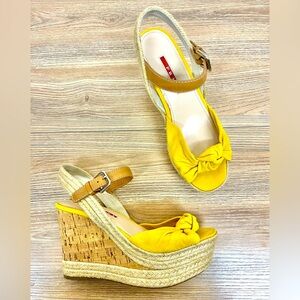 Prada Camoscio Espadrille Wedge
Suede Sandal Yellow Women's Size 6.5